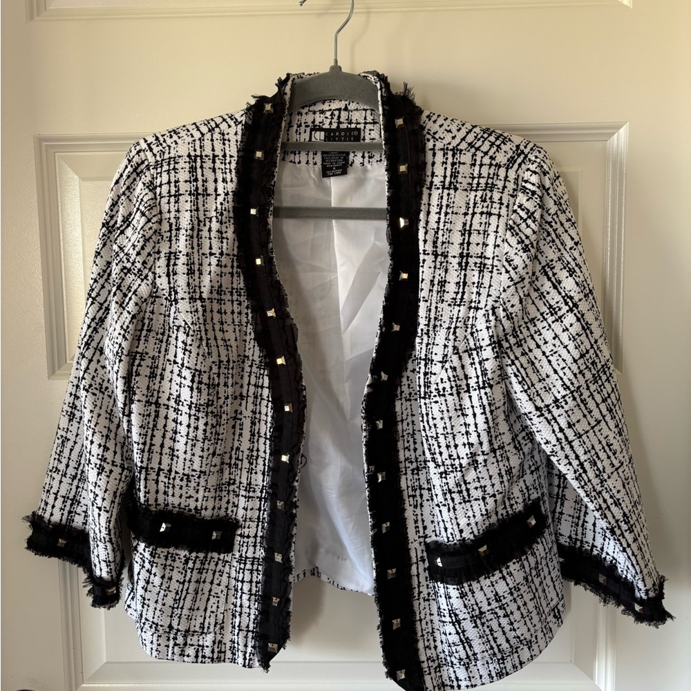 Carole Little Black and White Textured Blazer